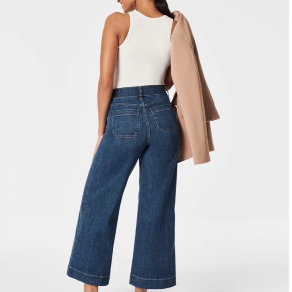 Spanx Cropped Wide Leg Jeans with Patch Pockets Sailor Pull On Size 1X - Picture 7 of 12